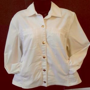 Koret Womens Jacket Large White Snap Front Pockets